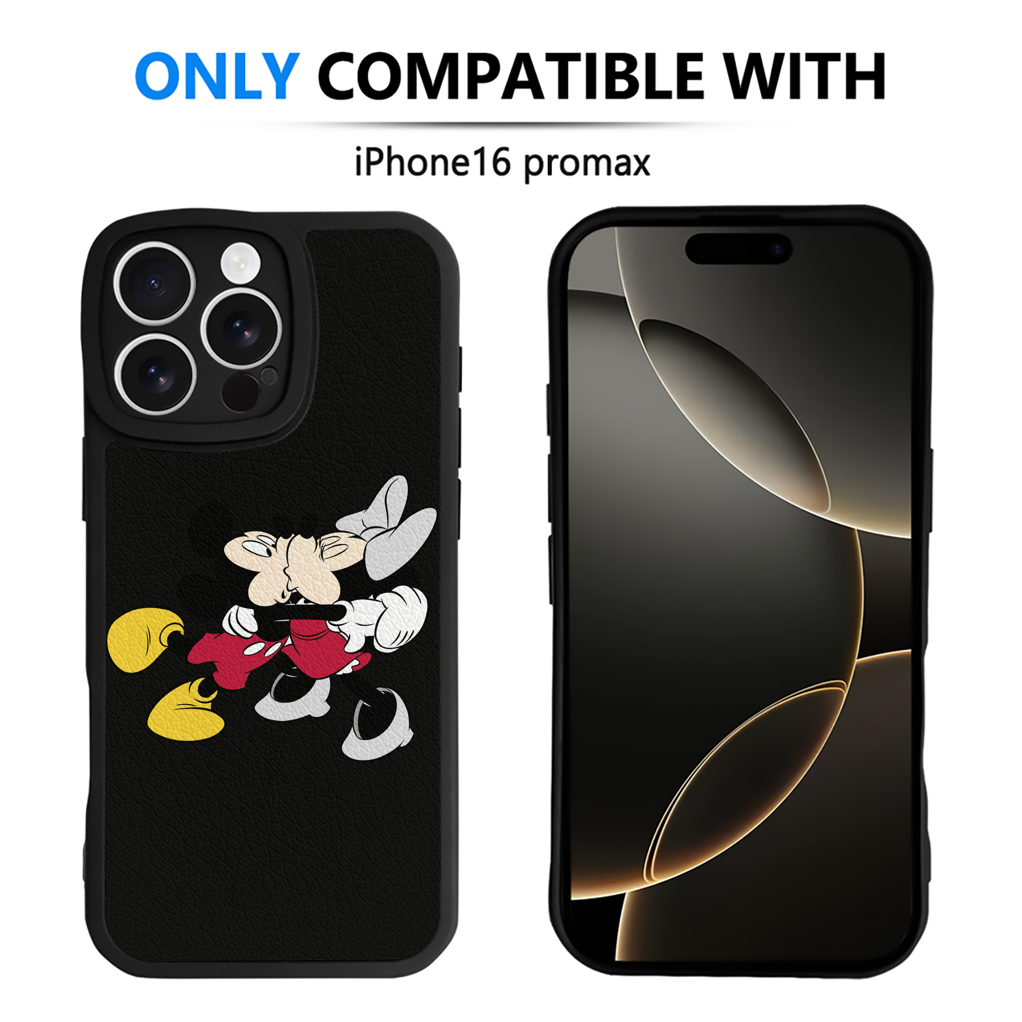 （画像用） ミッキーマウス Mickey Mouse 【iPhone 16シリーズ対応】シリコンスマホケース（レザー調） 材質：シリコン